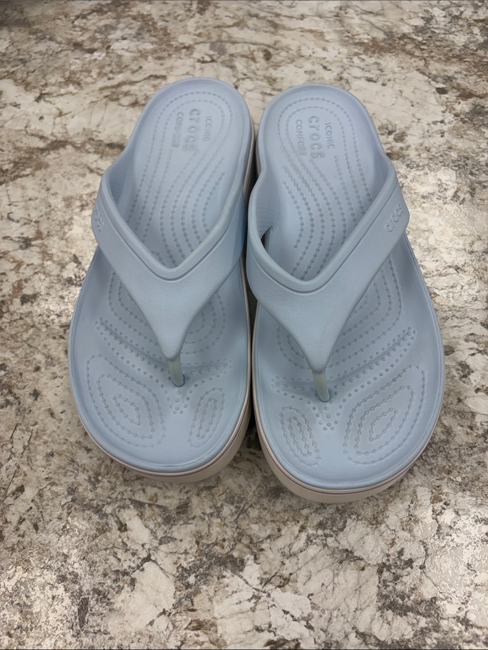 CROCS Light Blue Platform Flip Sandals